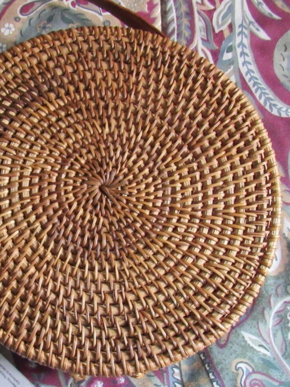 NWT Round Rattan Crossbody Bag Woven Wicker Circle Purse